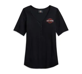 Harley-Davidson® Women's Logo Henley Tee Shirt - 96148-21VW