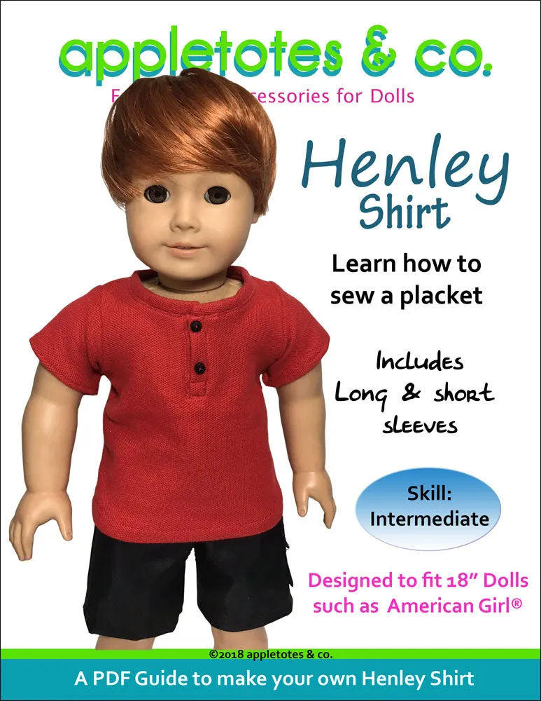 Henley Shirt Sewing Pattern for 18" Dolls