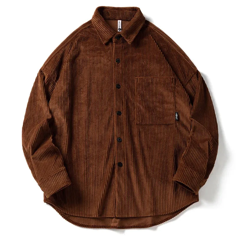 High Quality Corduroy Shirt Men Retro Casual Long Sleeve Coat Tops