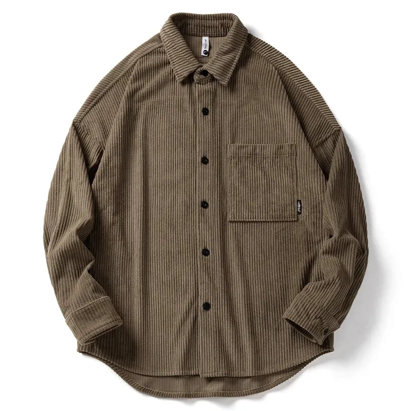 High Quality Corduroy Shirt Men Retro Casual Long Sleeve Coat Tops