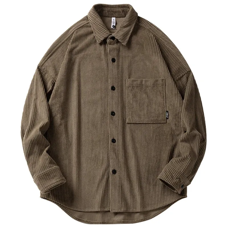 High Quality Corduroy Shirt Men Retro Casual Long Sleeve Coat Tops