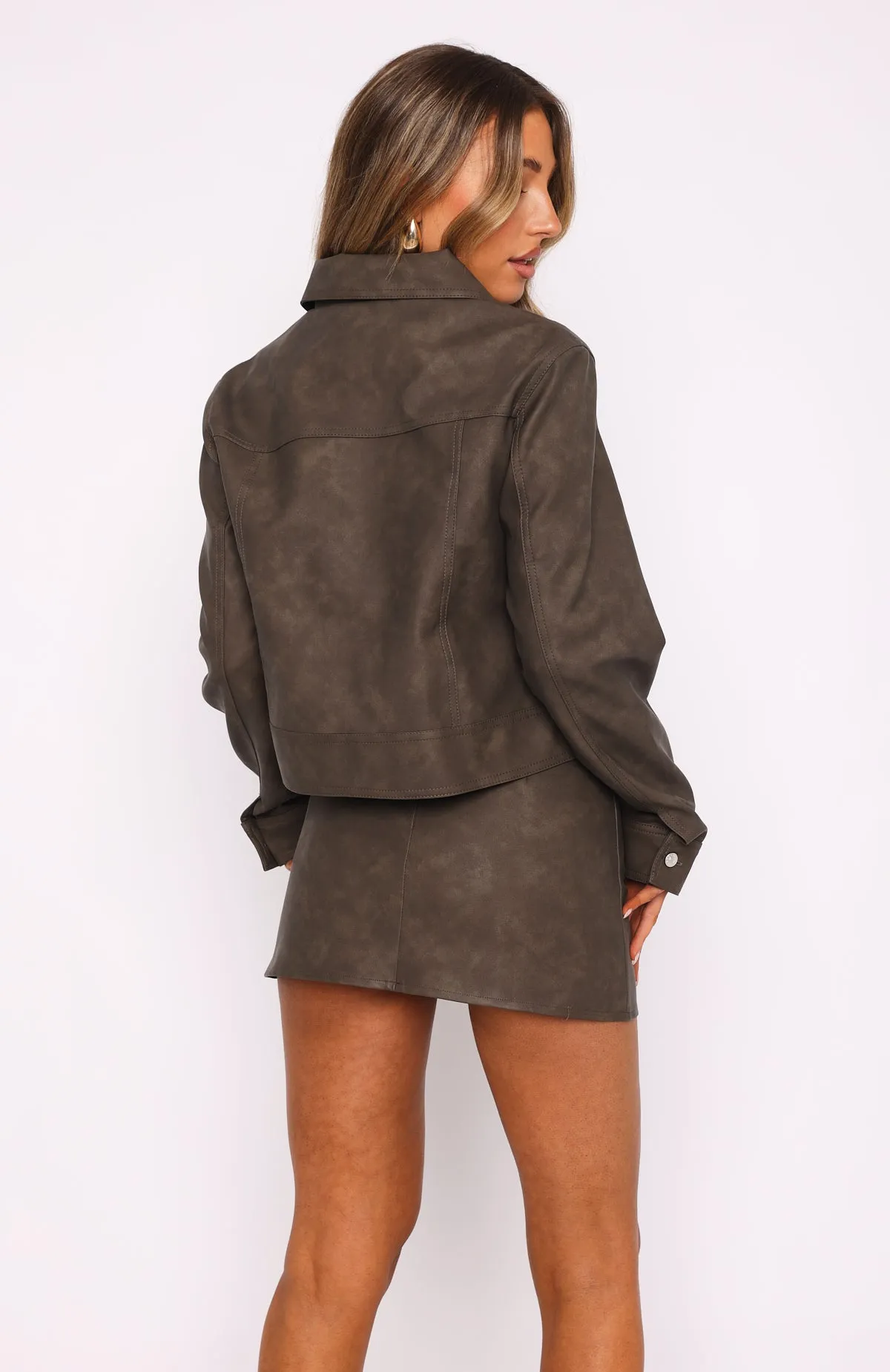 Hold Tight PU Jacket Dark Chocolate