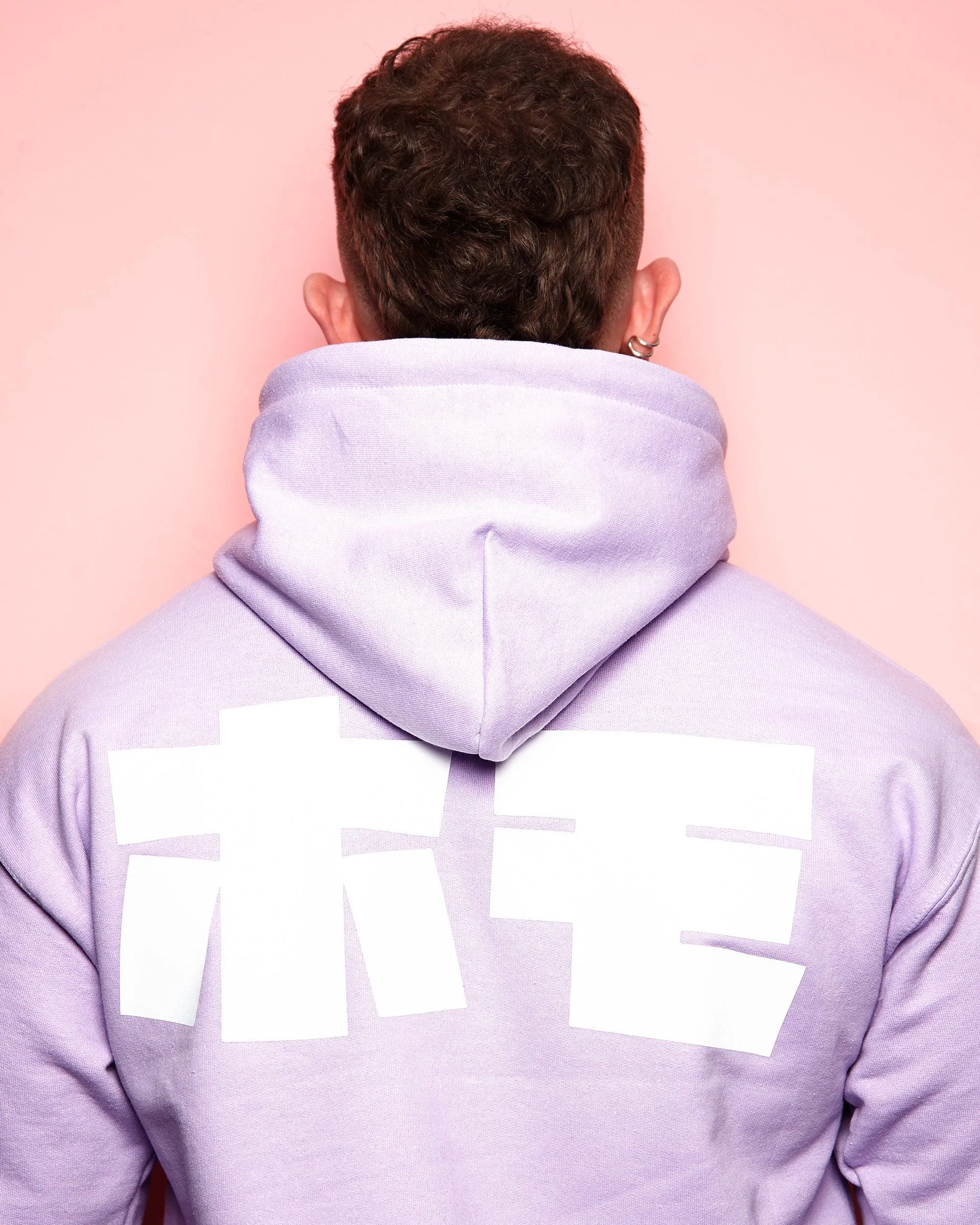 HOMO In Japanese, white on light purple - pullover hoodie.