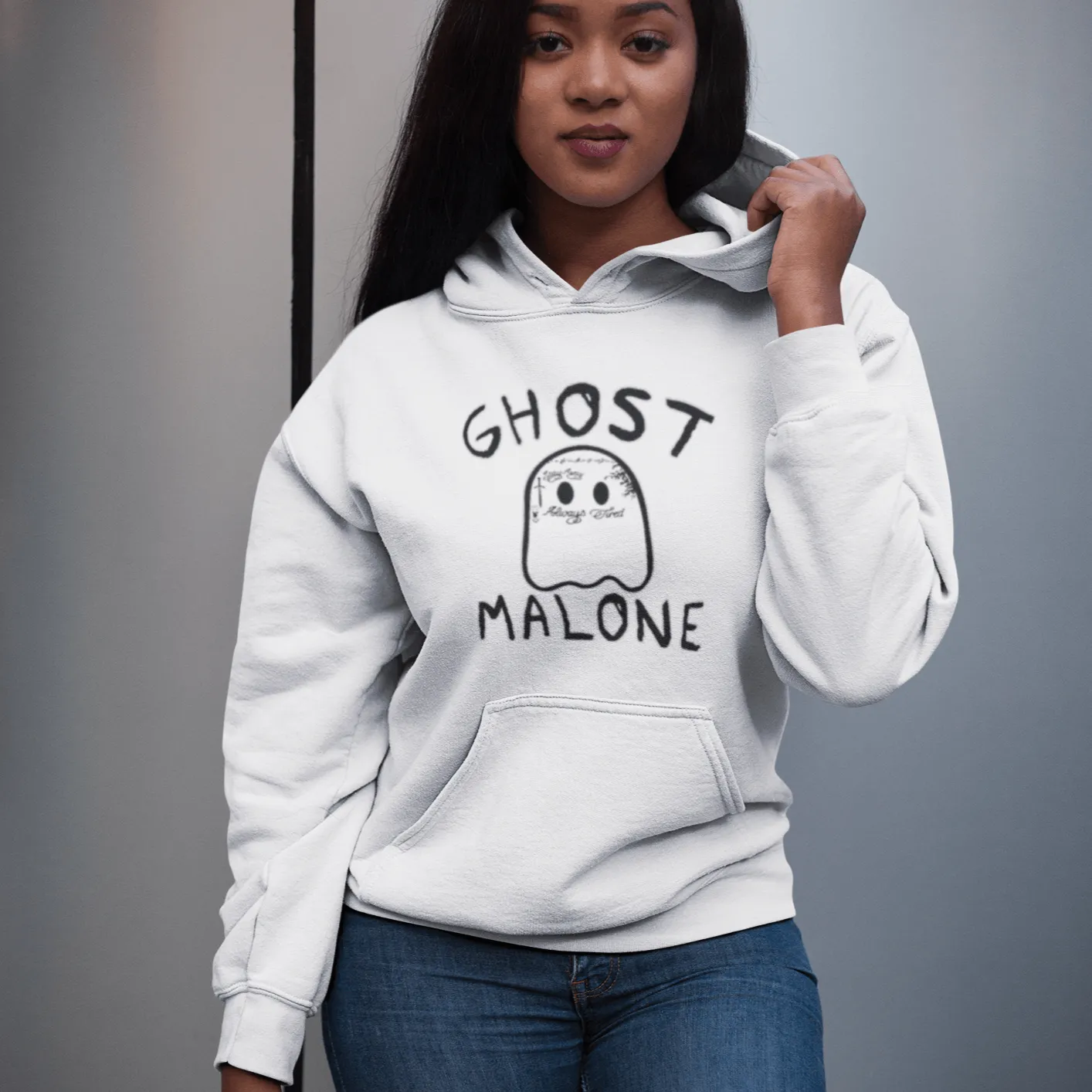 Horror Hoodie Ghost Malone Blended Cotton Midweight Unisex Pullover