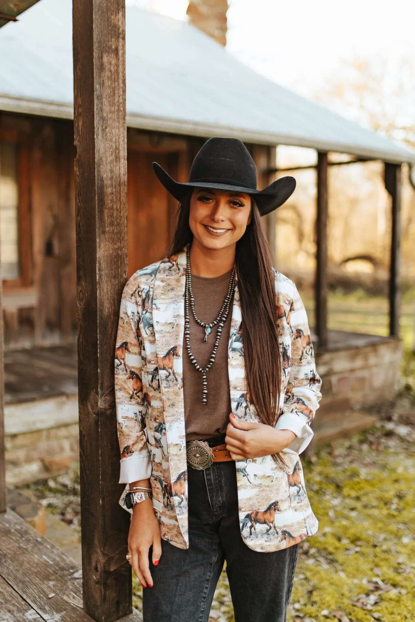 Horse Print Pocket Blazer