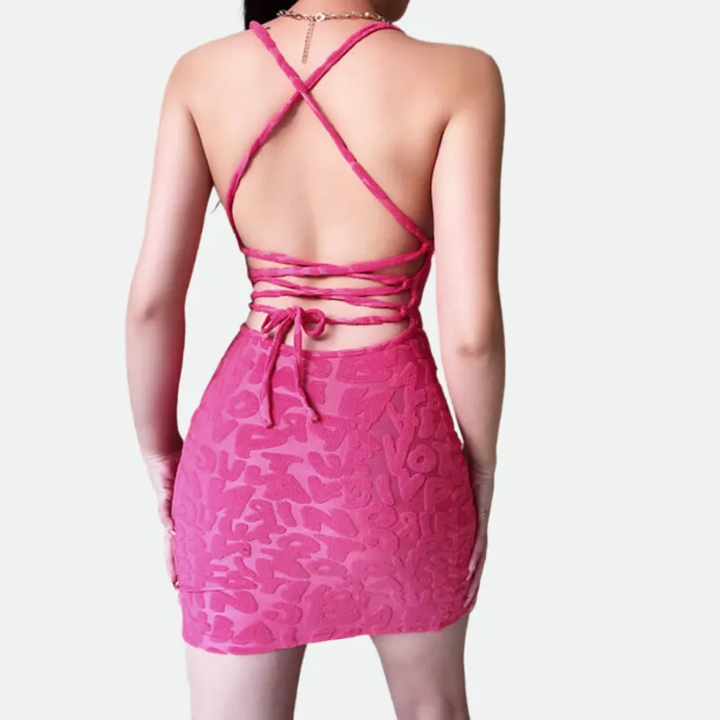 Hot Pink Bodycon Dress | Backless with Strap