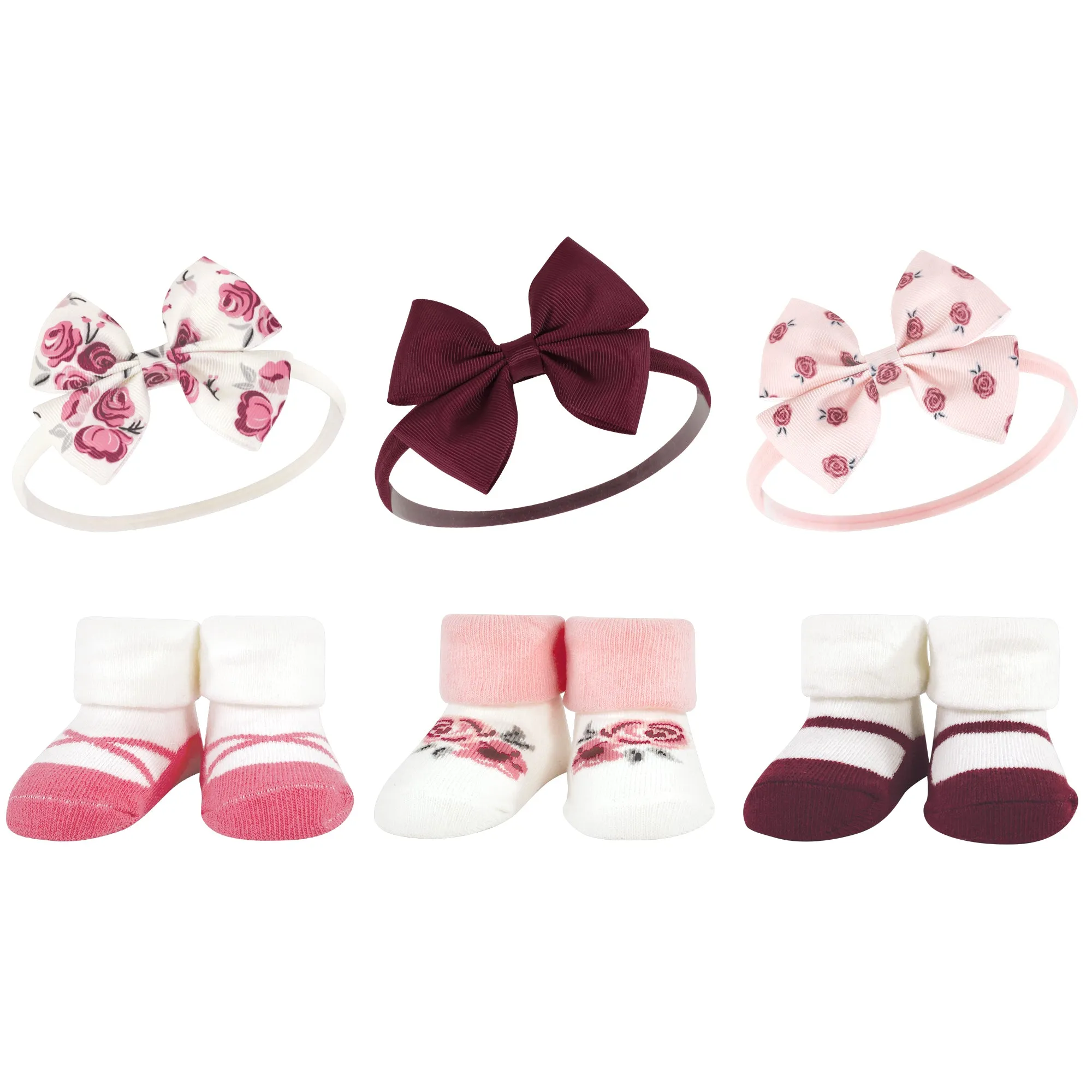 Hudson Baby Headband and Socks Giftset, Rose