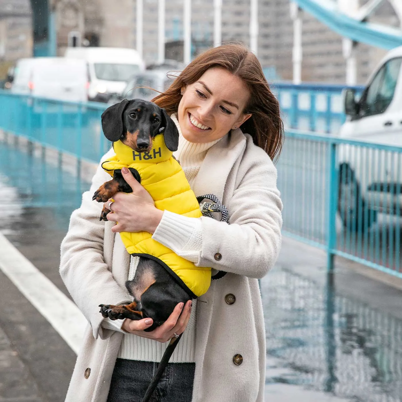 Hugo & Hudson Reversible Yellow & Grey Puffer Jacket