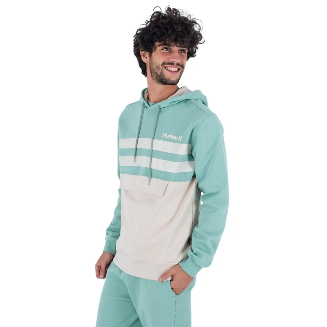 Hurley Oceancare Block Party Pullover Hoodie - Cilantro