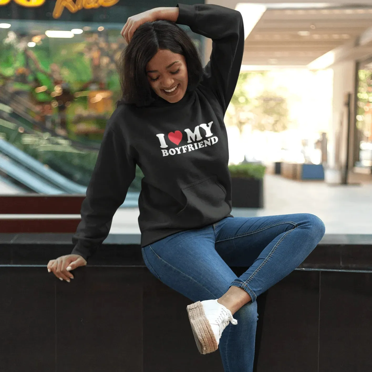 I Love My Boyfriend Soft Feel Midweight Cotton Blend Pullover