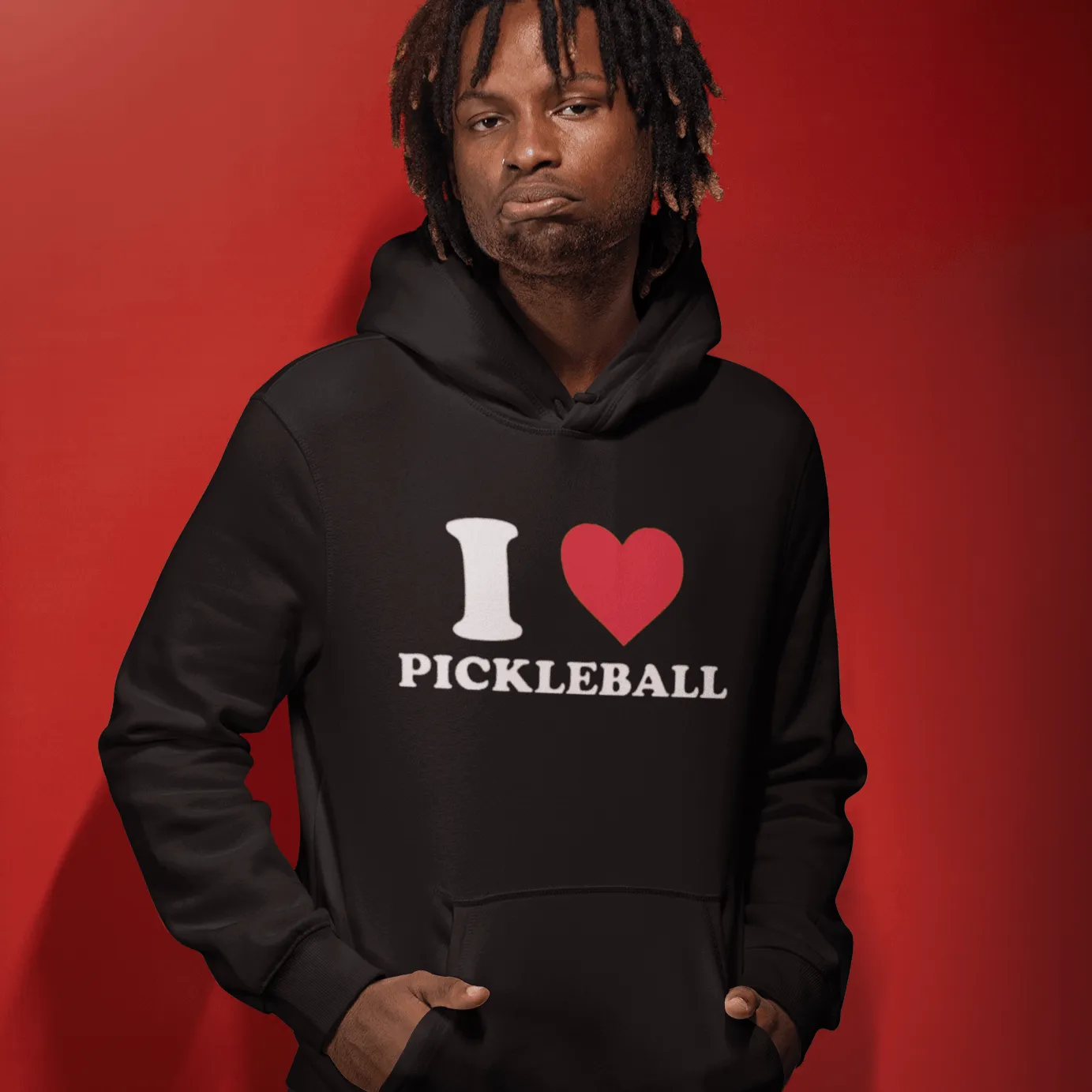 I Love Pickleball Midweight Ultra Soft Blended Cotton Hooded Pullover