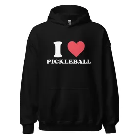 I Love Pickleball Midweight Ultra Soft Blended Cotton Hooded Pullover