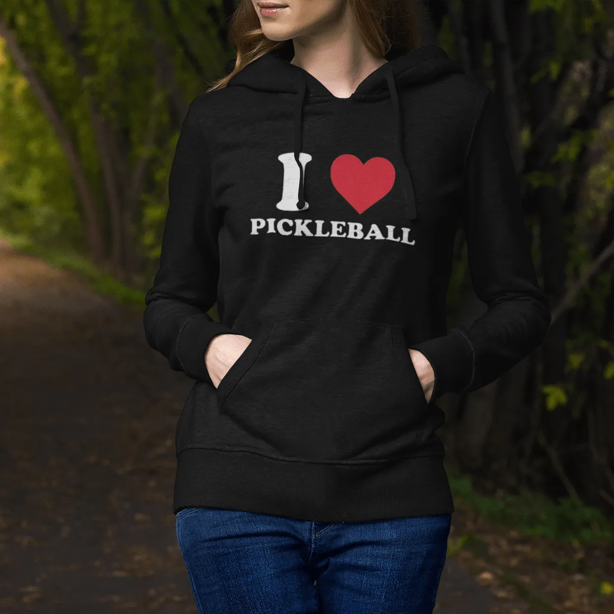 I Love Pickleball Midweight Ultra Soft Blended Cotton Hooded Pullover