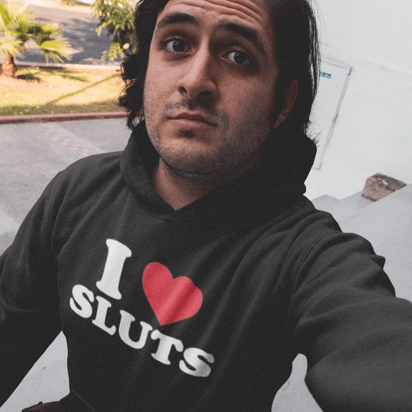 I Love Sluts Hoodie Ultra Soft Blended Cotton Midweight Unisex Pullover