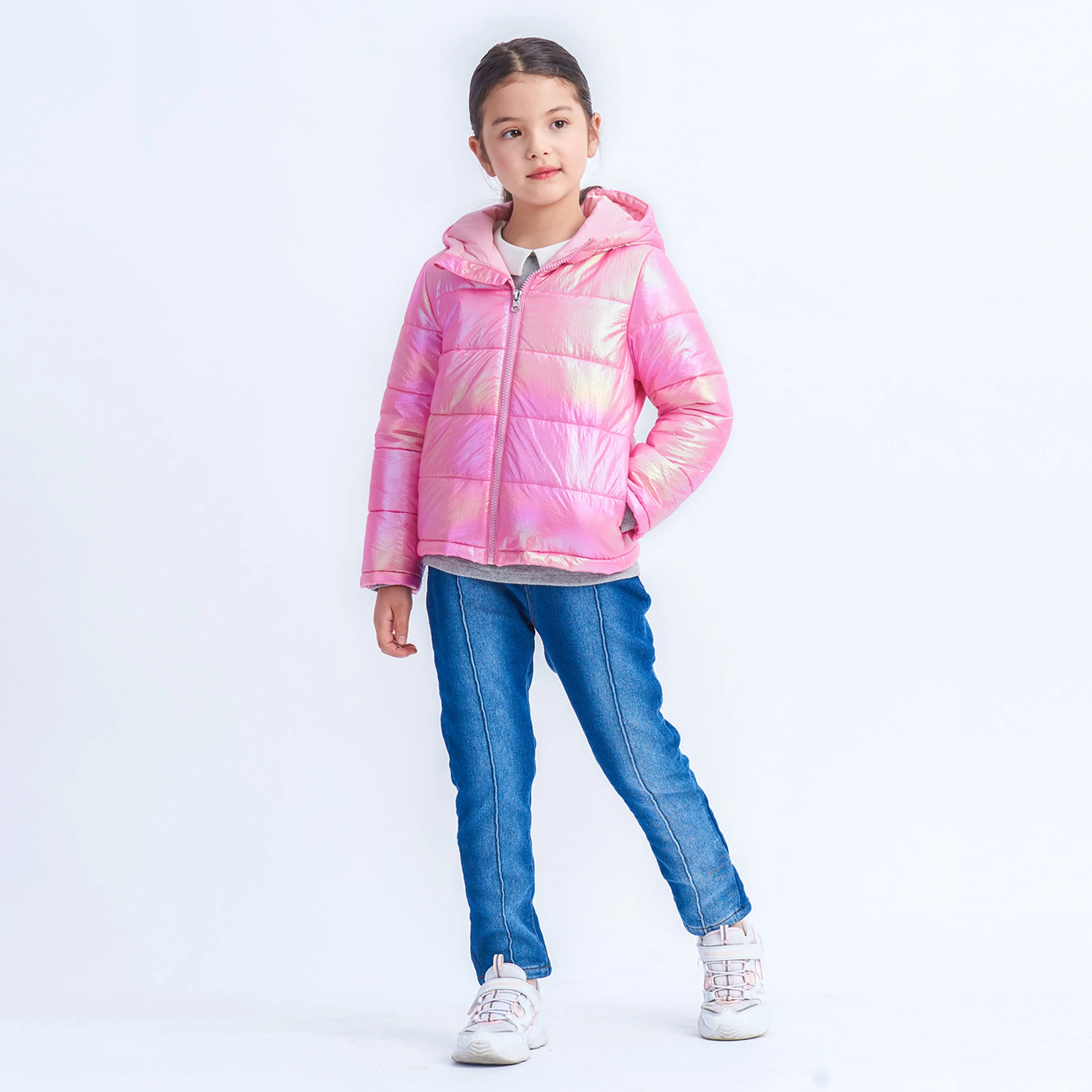 IKALI Girls Winter Puffer Jacket Lightweight Outwear Girls Pink (3-12Y)