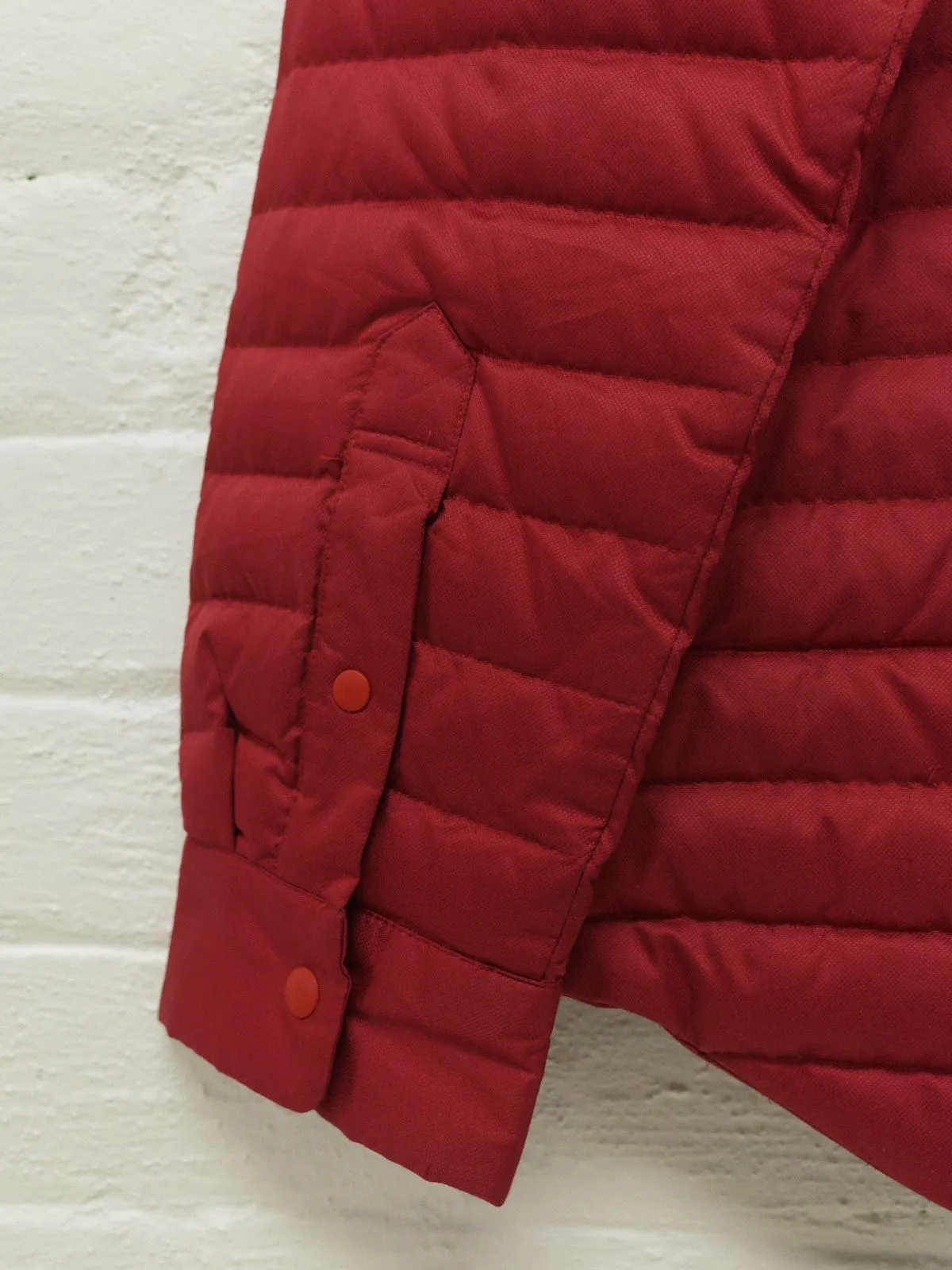 Issey Miyake red polyester quilted packable puffer shirt jacket - mens M S