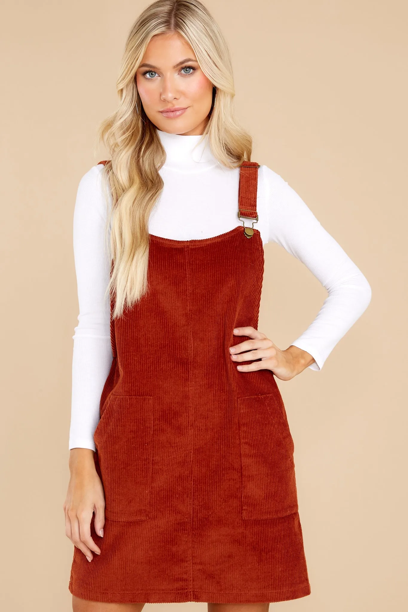 It's My Treat Rust Overall Dress