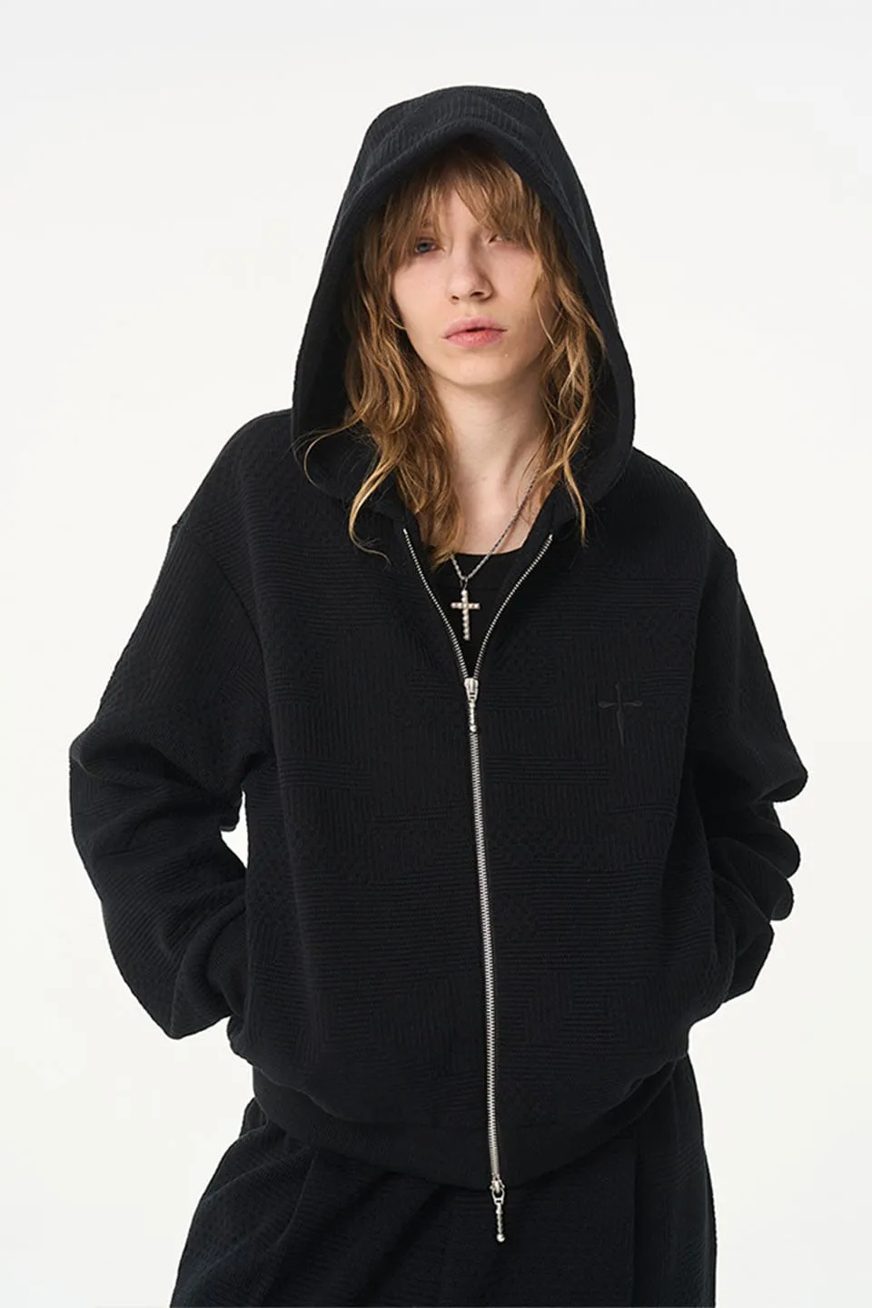 Jiehua Knit Zipper Hooded Sweater