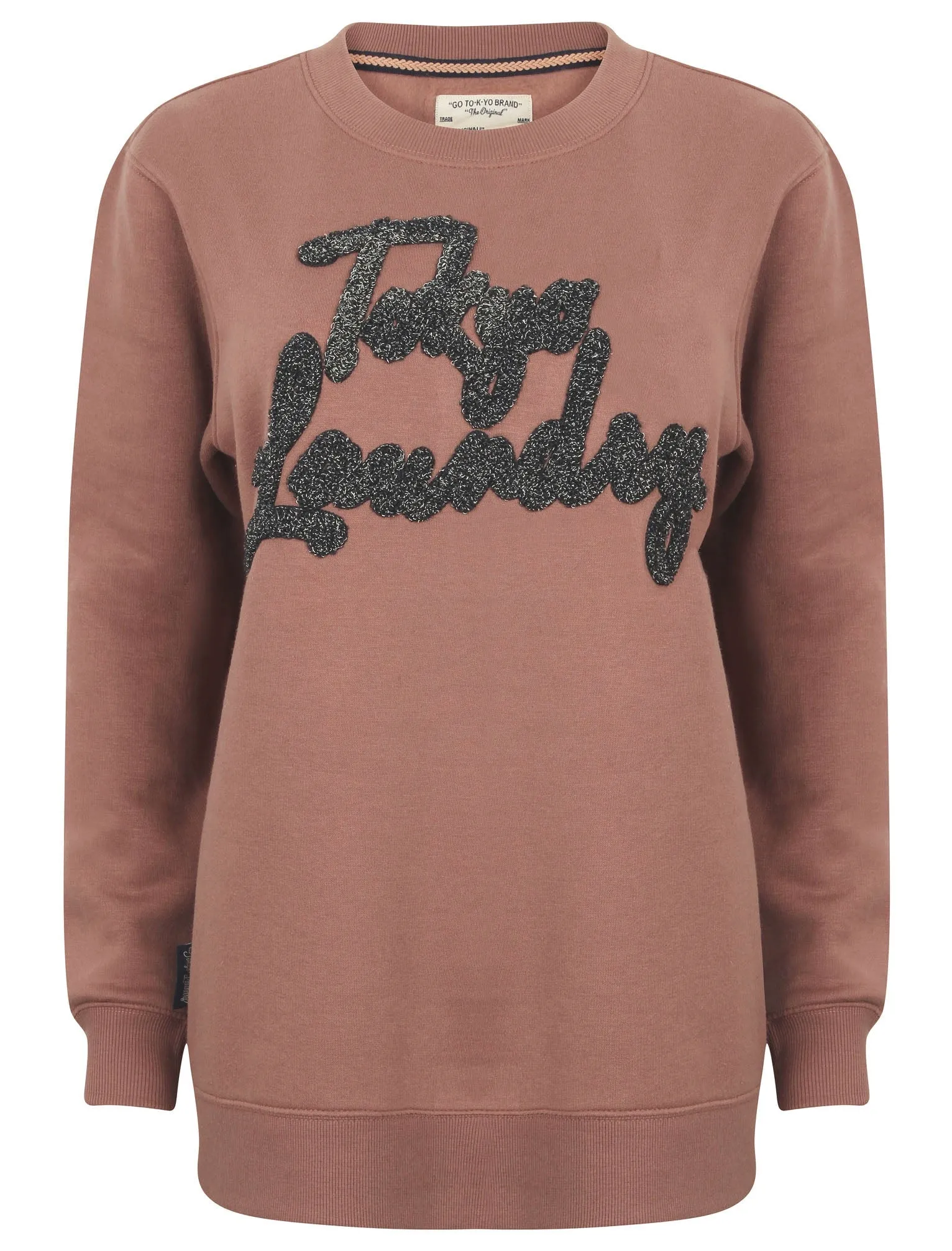 Kapo Boyfriend Sweatshirt with Boucle Motif in Soft Mauve - Tokyo Laundry