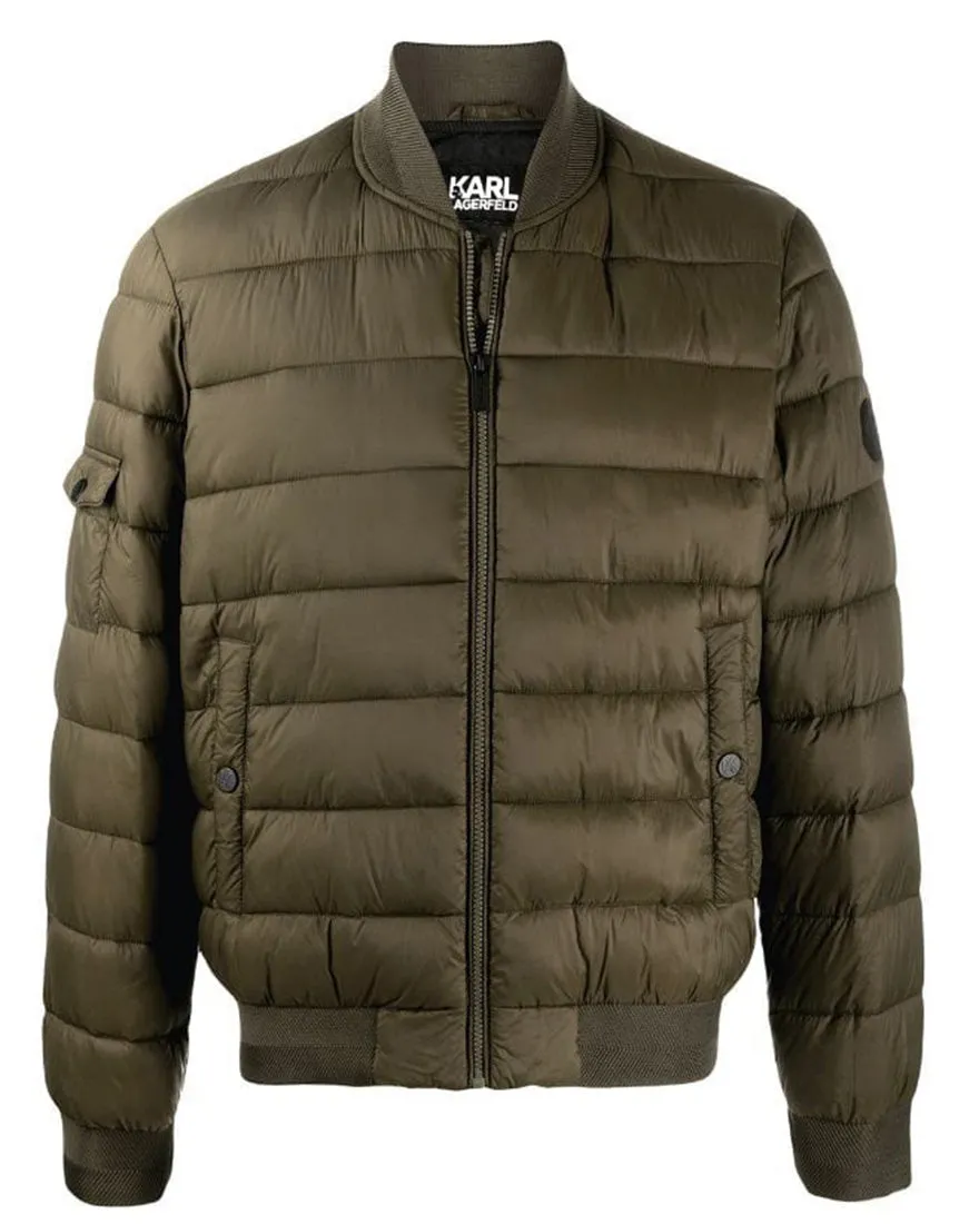 KARL LAGERFELD 505050 MILITARY-GREEN BOMBER JACKET