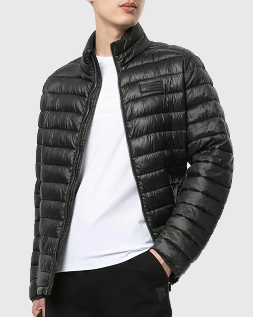 KARL LAGERFELD 505090 GUNMETAL PUFFER JACKET