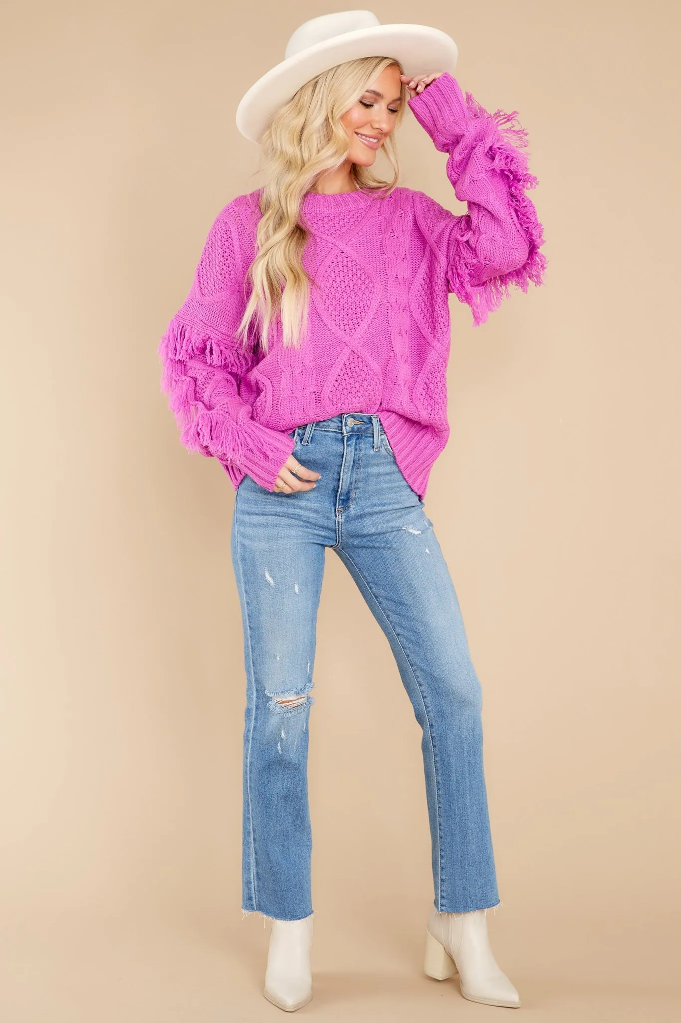 Keep Them Coming Fuchsia Sweater