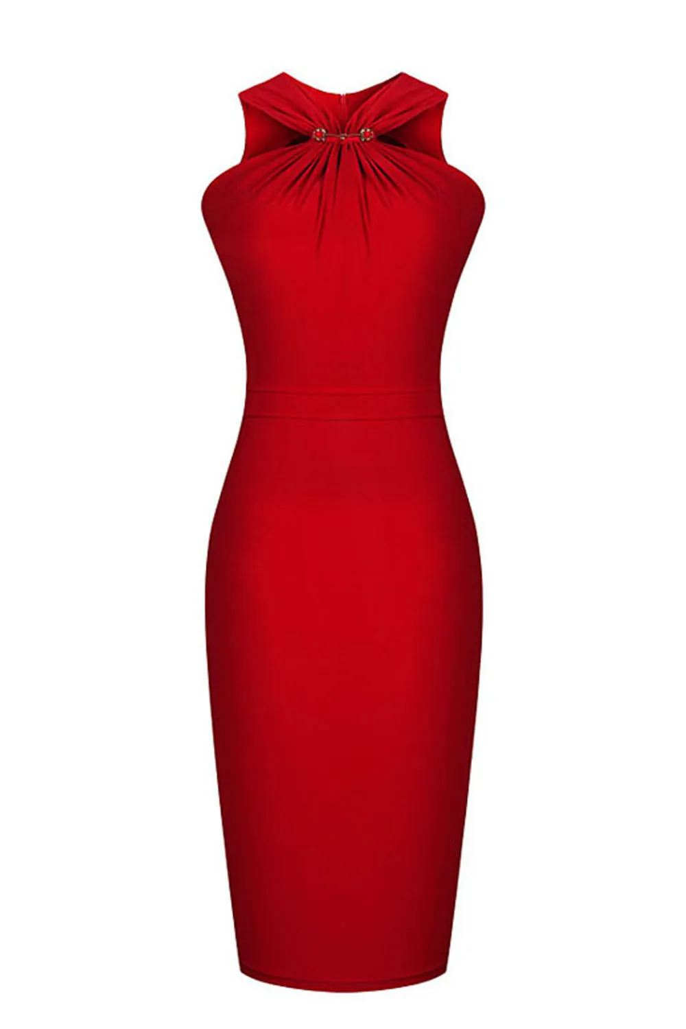 Ketty More Women Slim Halter Bodycon Sleeveless Dress Red-KMWD003