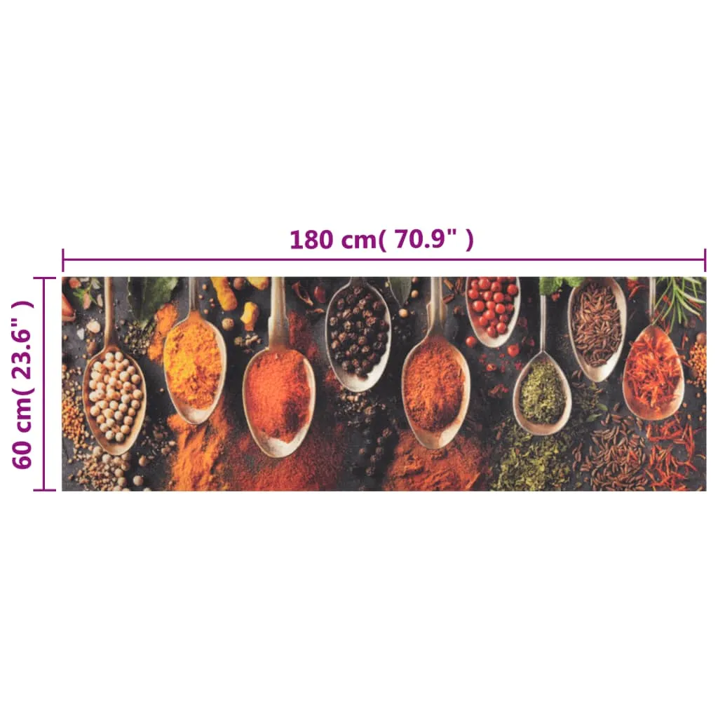 Kitchen Rug Washable Spoon & Spices 60x180 cm Velvet