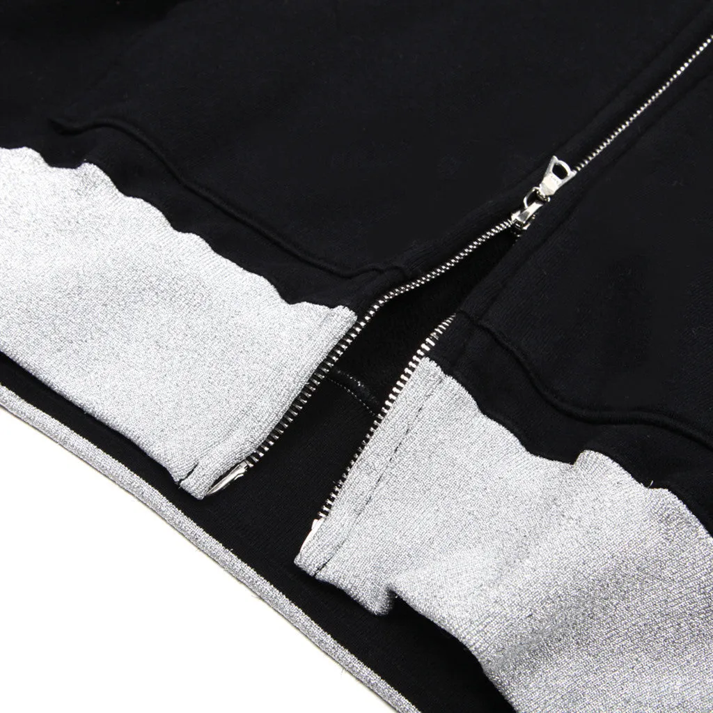 Lame Rib Zip Up Sweat Parka