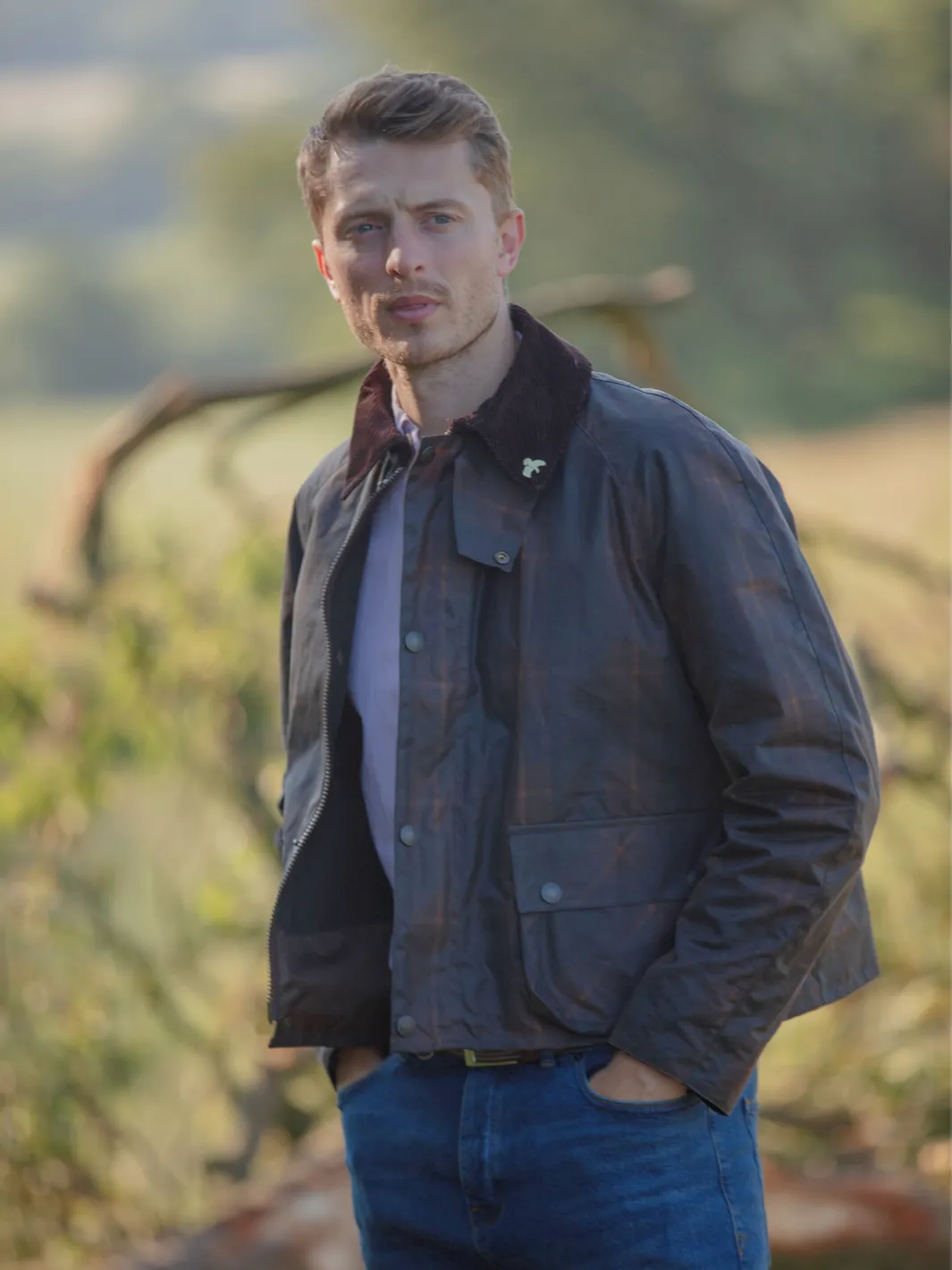 Landowner Short Wax Walking Jacket - Hunter Check