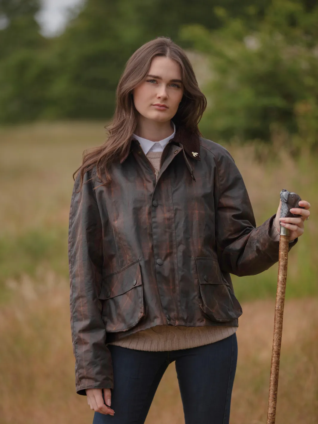 Landowner Short Wax Walking Jacket - Hunter Check