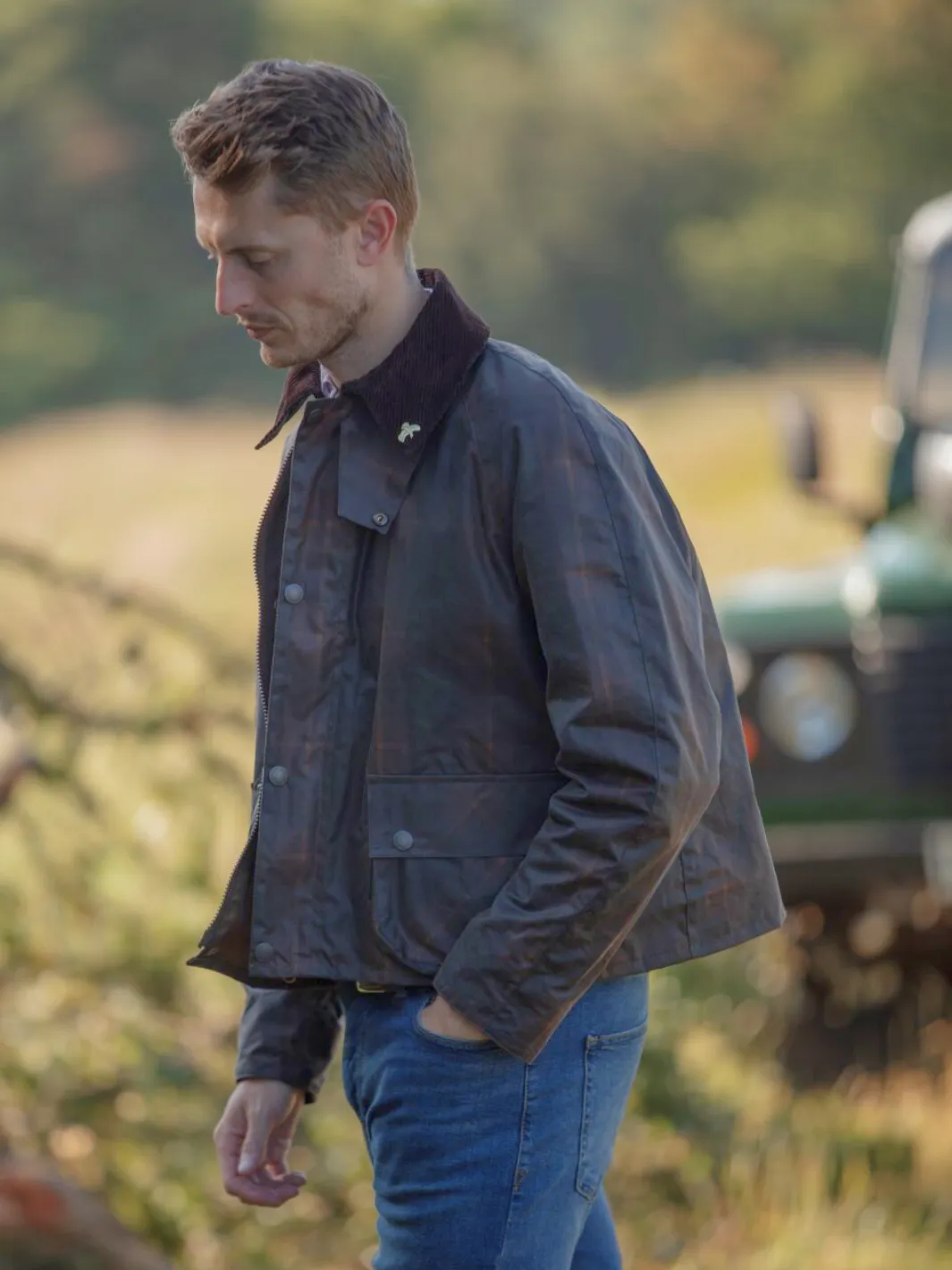 Landowner Short Wax Walking Jacket - Hunter Check