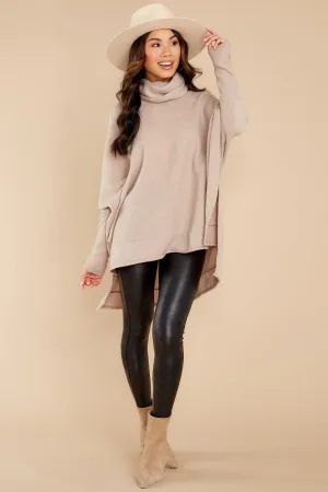 Last To Love Taupe Cowl Neck Sweater