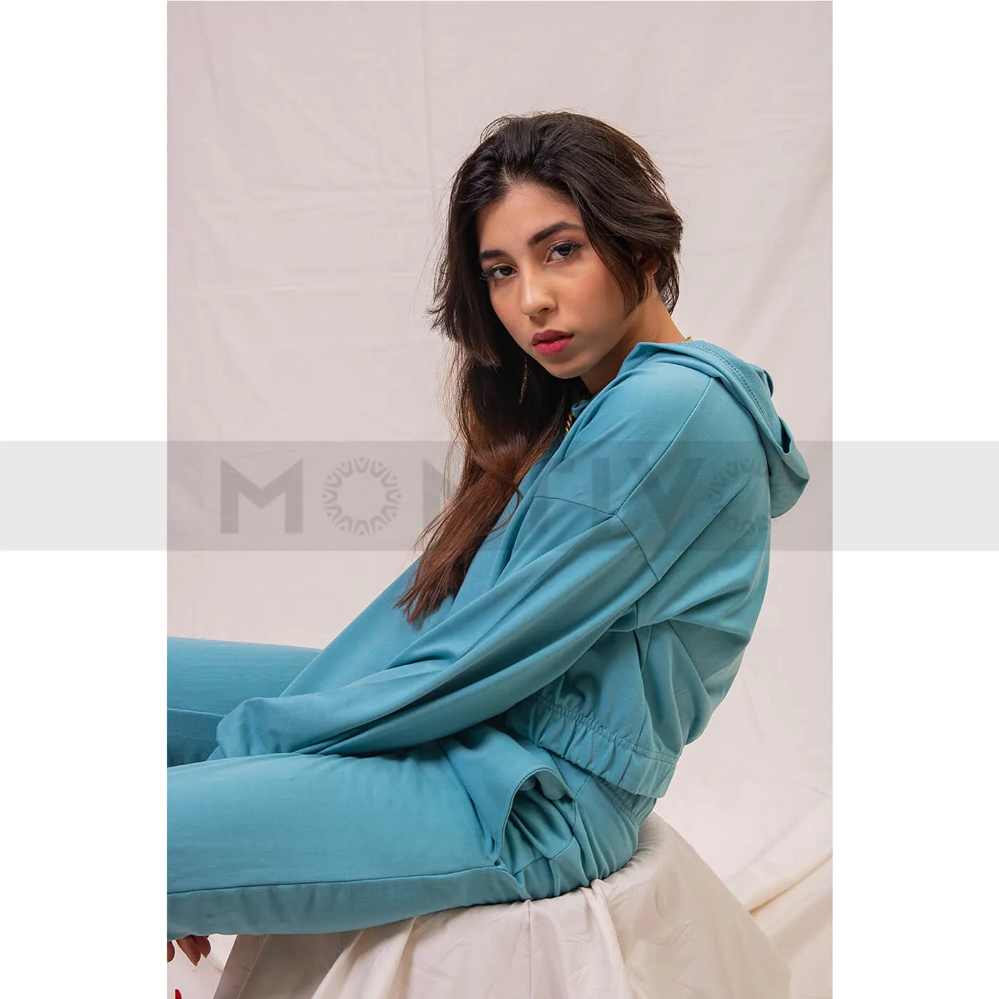 Light Blue Oversized Cropped Hoodie