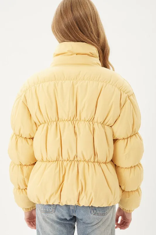 Light Yellow Long Sleeve Fluffy Puffer Jacket