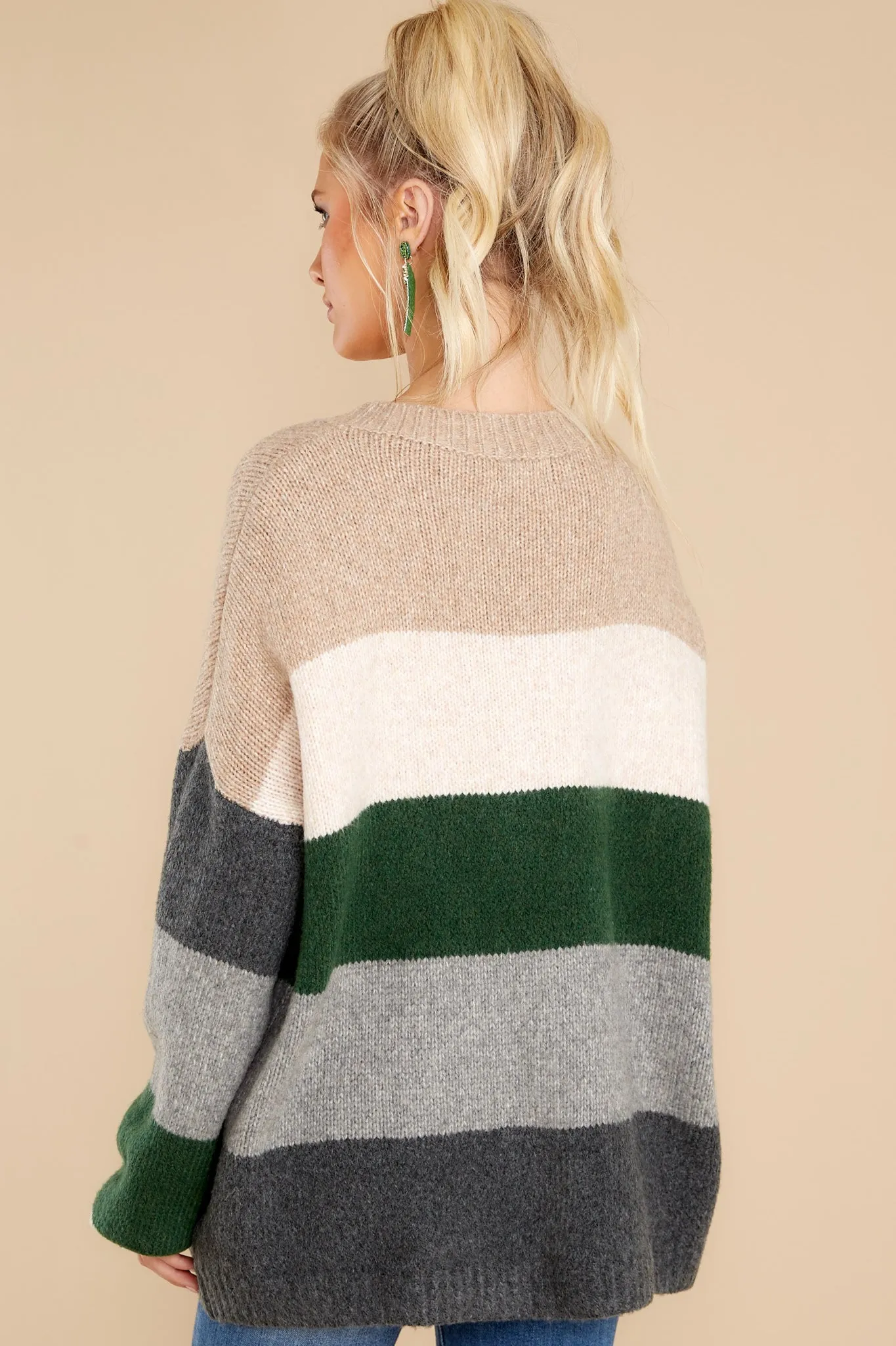 Lighthearted Fun Beige Colorblock Sweater