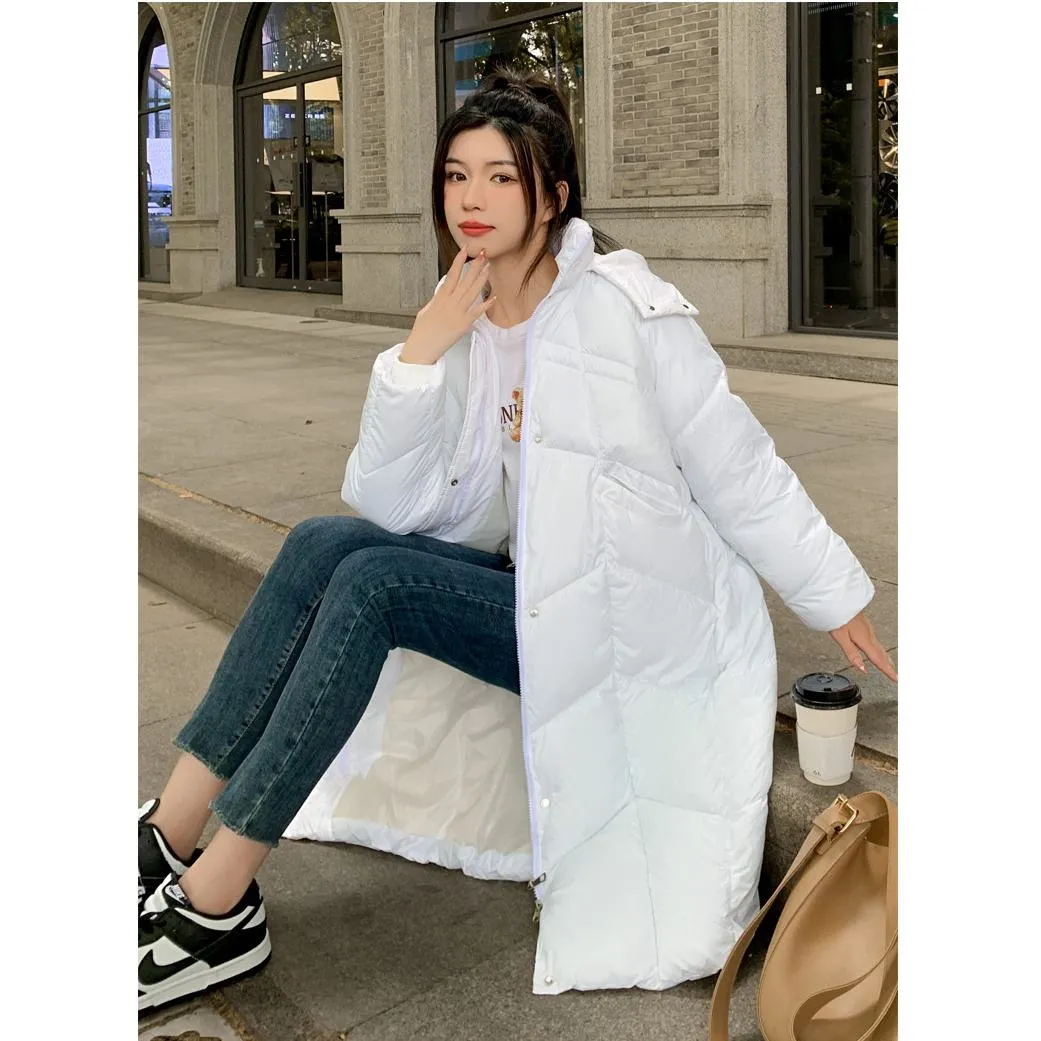 Lightweight Knee-Length Hooded Waterproof Puffer Coat