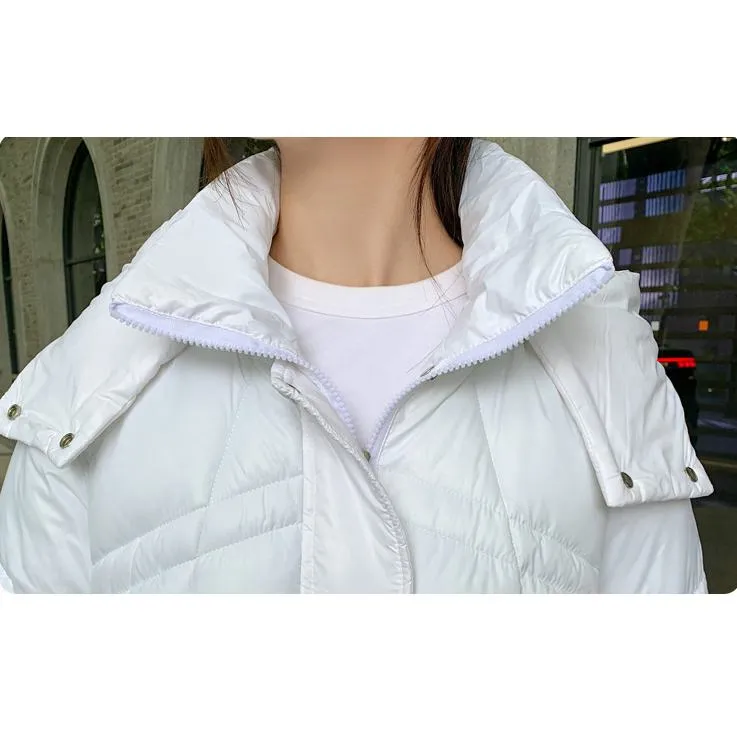 Lightweight Knee-Length Hooded Waterproof Puffer Coat