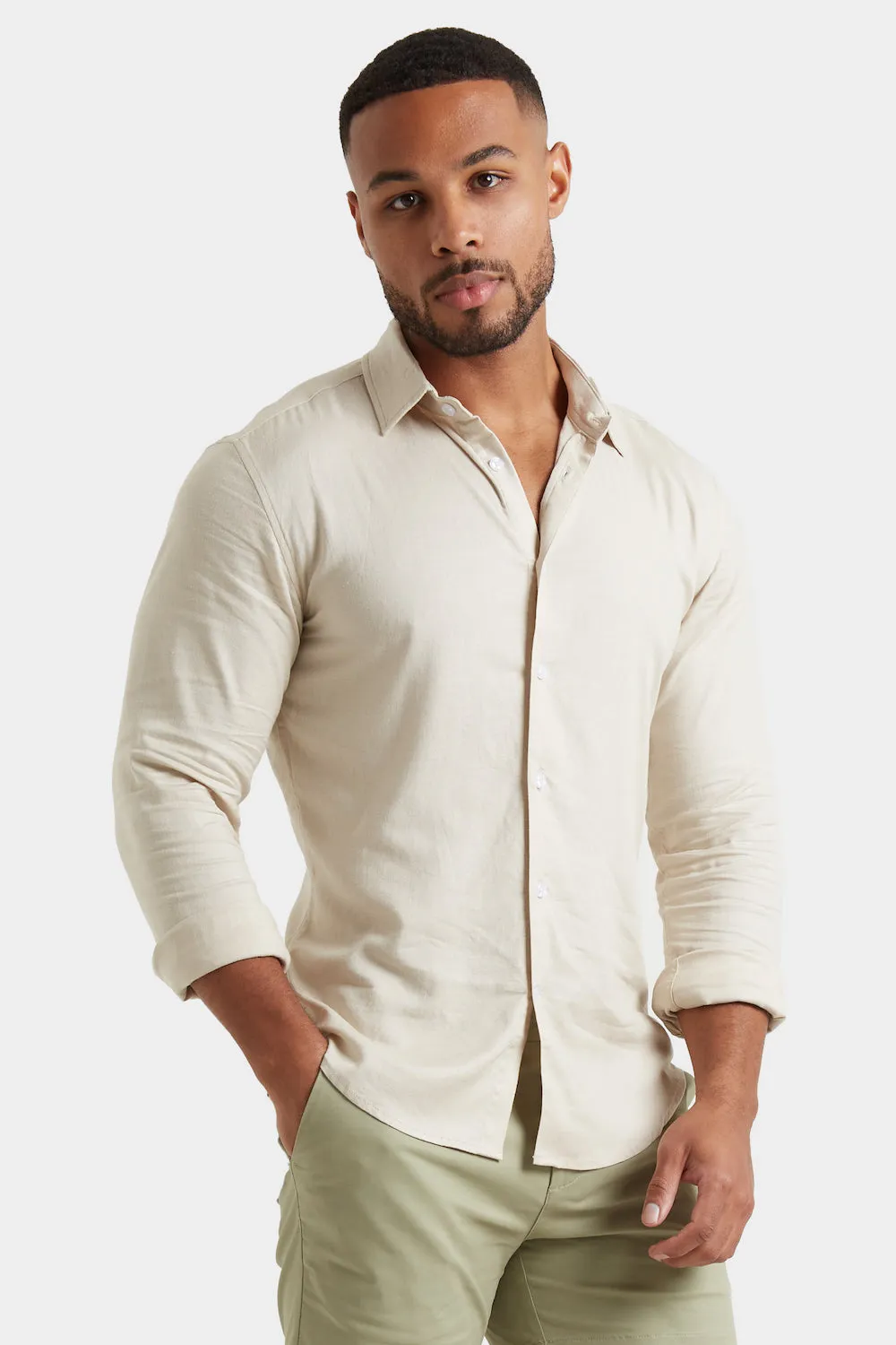 Linen Blend Shirt in Stone