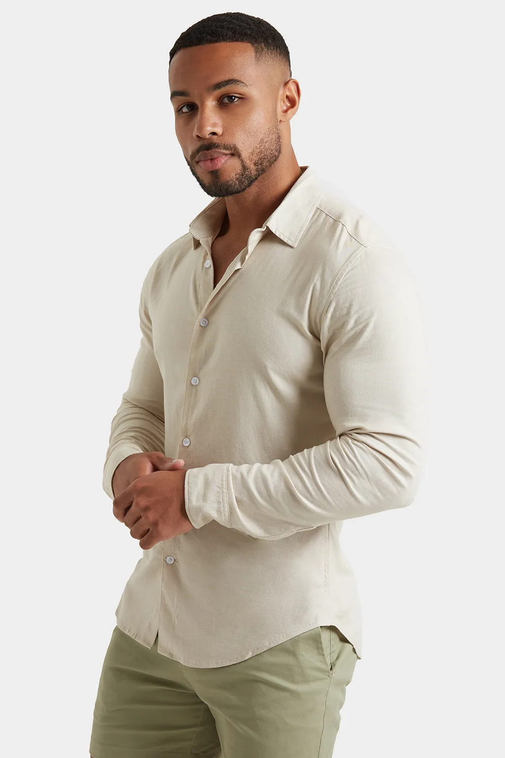 Linen Blend Shirt in Stone