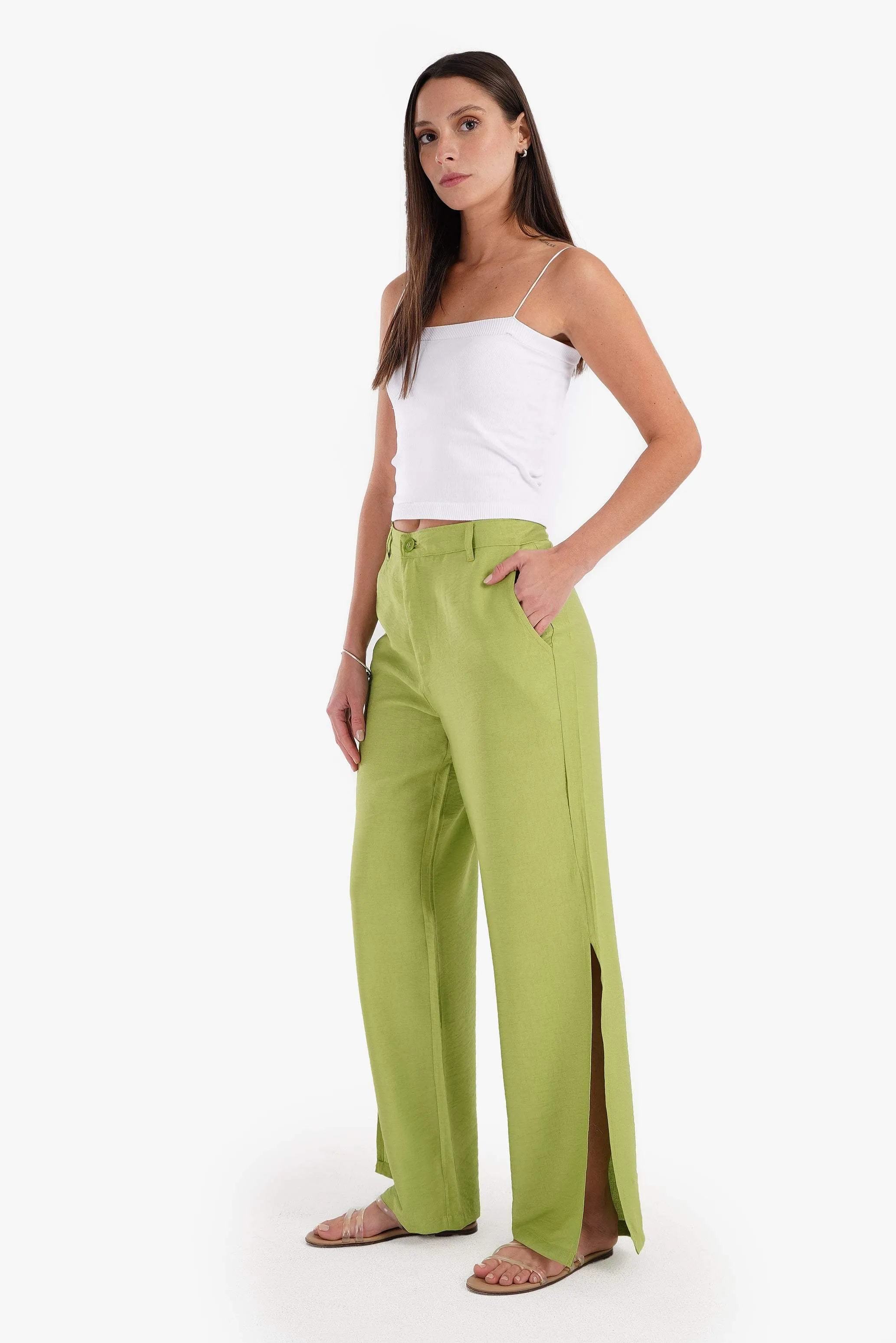 Linen Lounge Pants with Slits