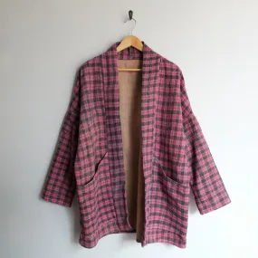 M Pink and Charcoal Plaid Anoushka Jacket LL159