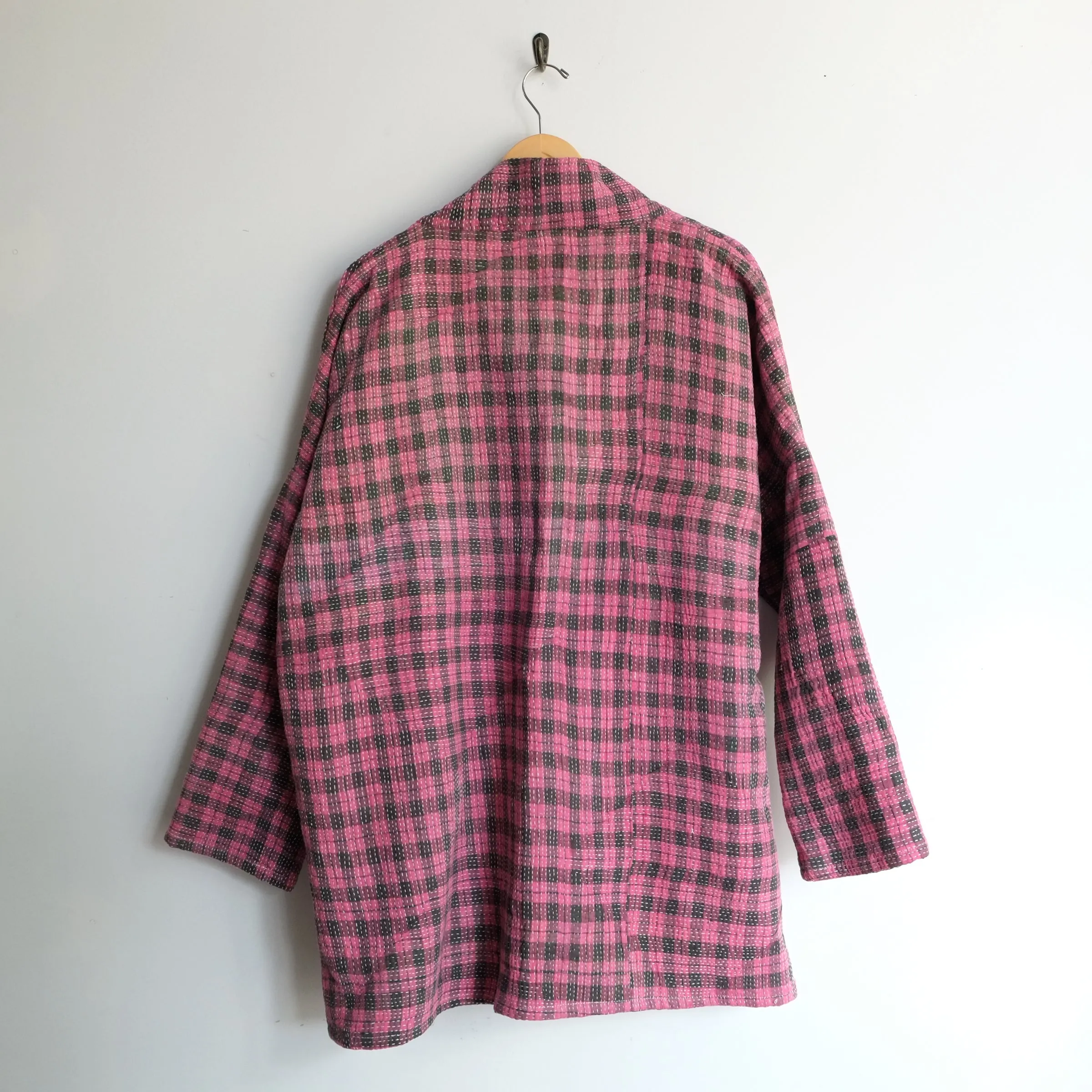 M Pink and Charcoal Plaid Anoushka Jacket LL159