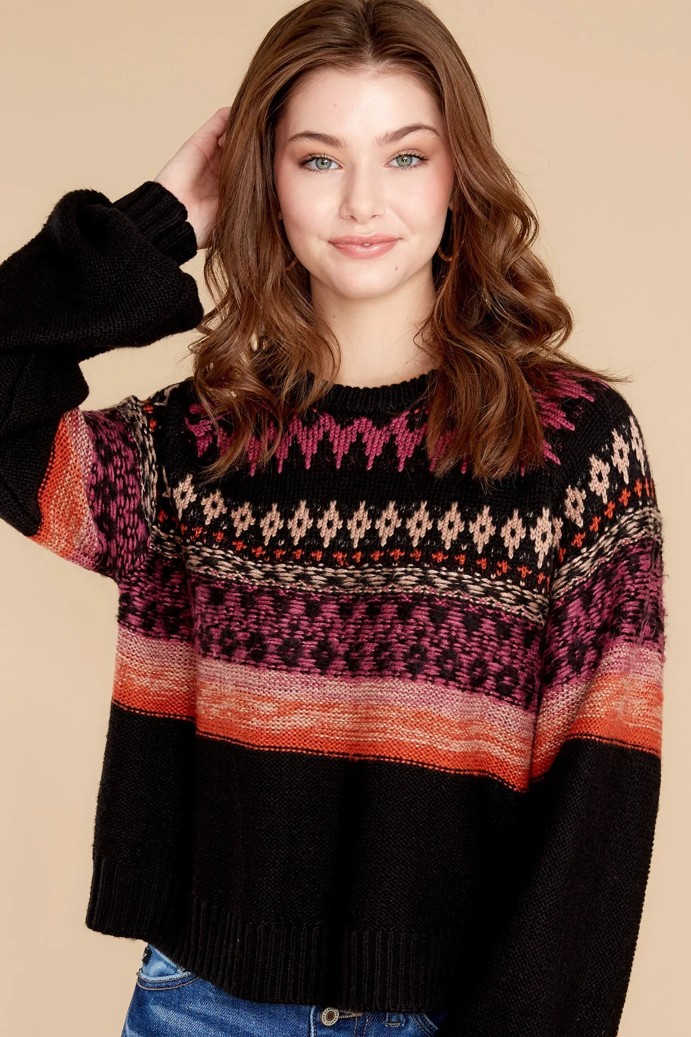 Melaina Black Multi Sweater