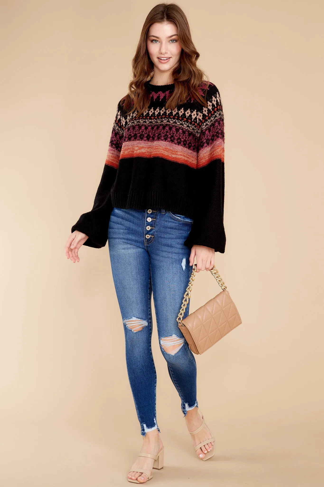 Melaina Black Multi Sweater