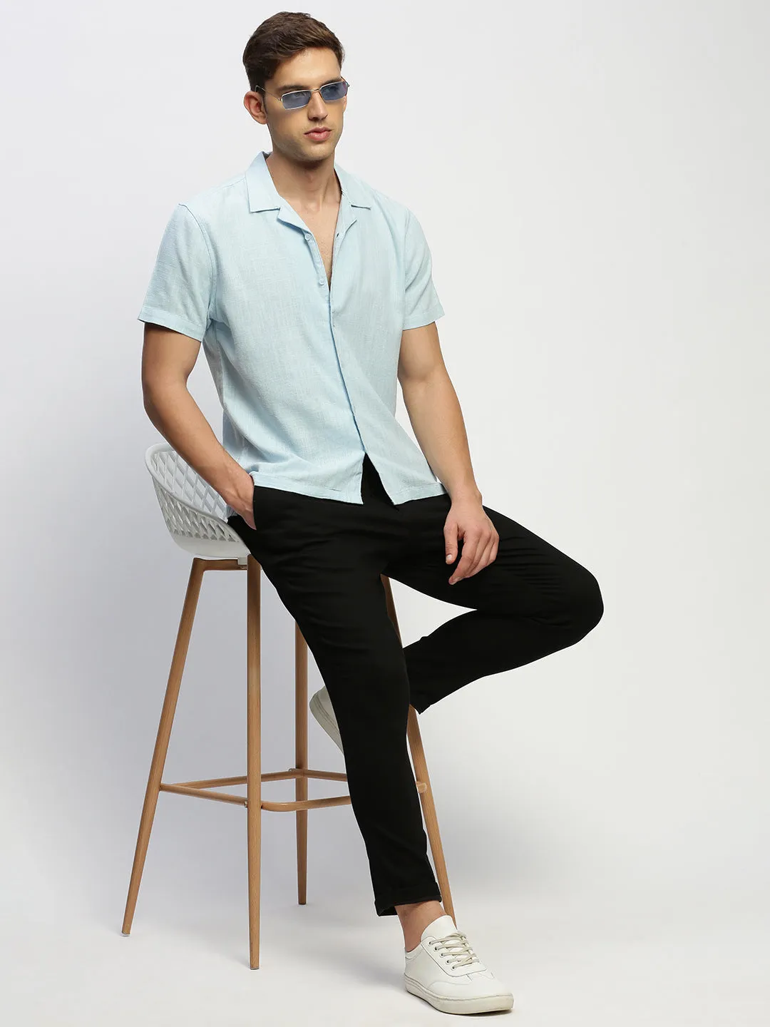 Men Blue Solid Shirt