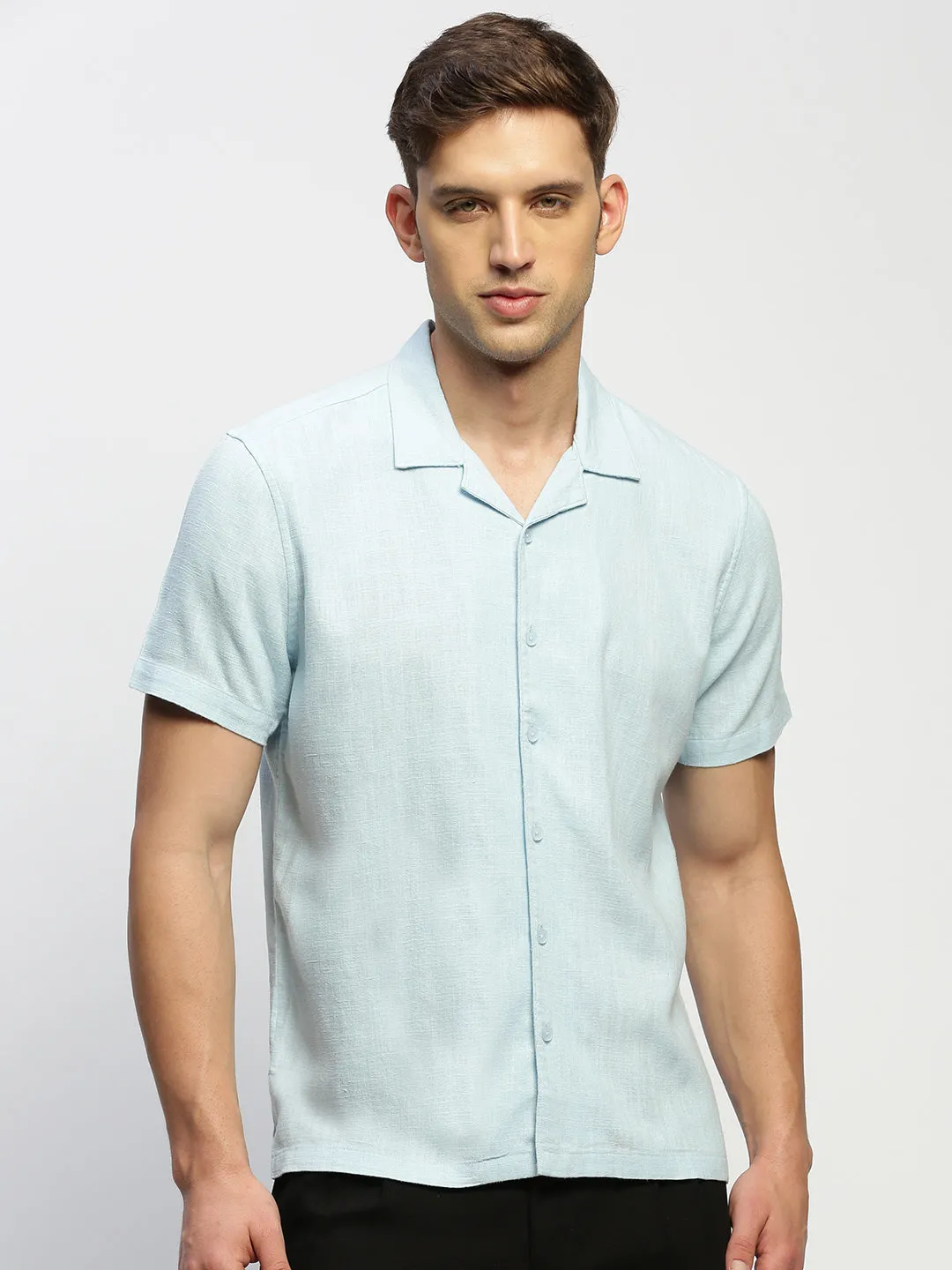 Men Blue Solid Shirt