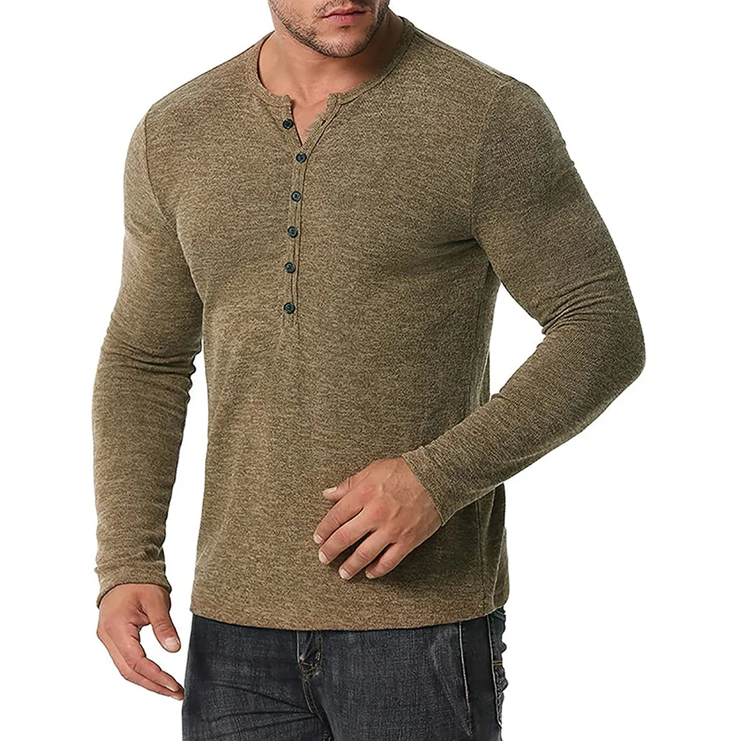 Men Casual Soft Cotton Waffle Knit Soft Sweater