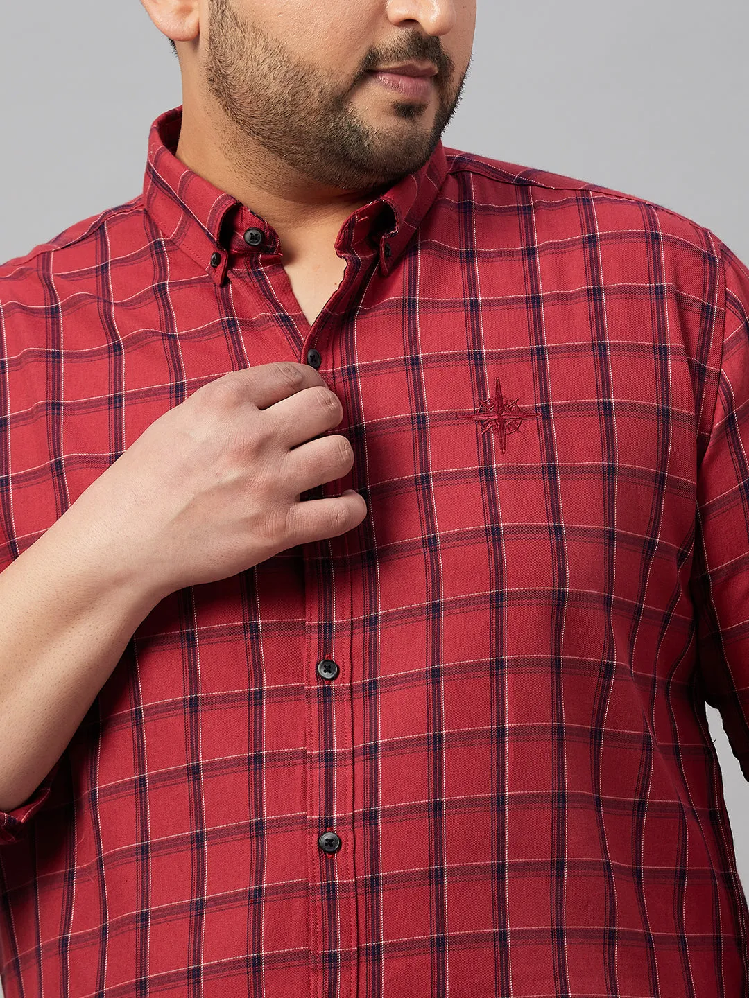 Men Checked Maroon Comfort Shirt