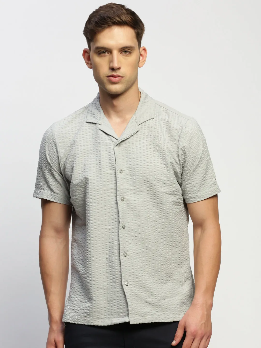 Men Grey Solid Shirt